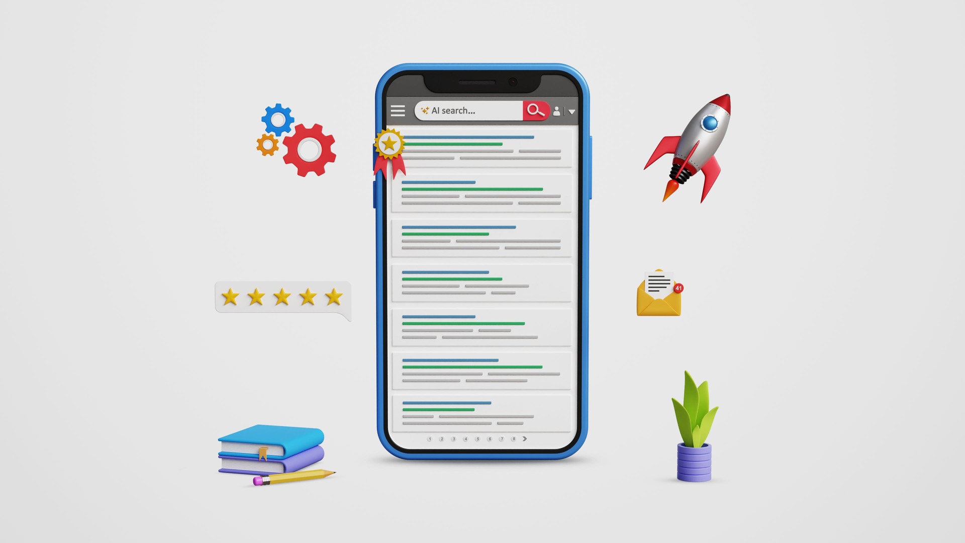 Optimisation des moteurs de recherche, stratégie SEO. Atteignez le meilleur classement Google, des mots-clés efficaces, des backlinks, du marketing numérique pour la croissance de l’entreprise. Page de classement Web sur l’écran du mobile. Illustra